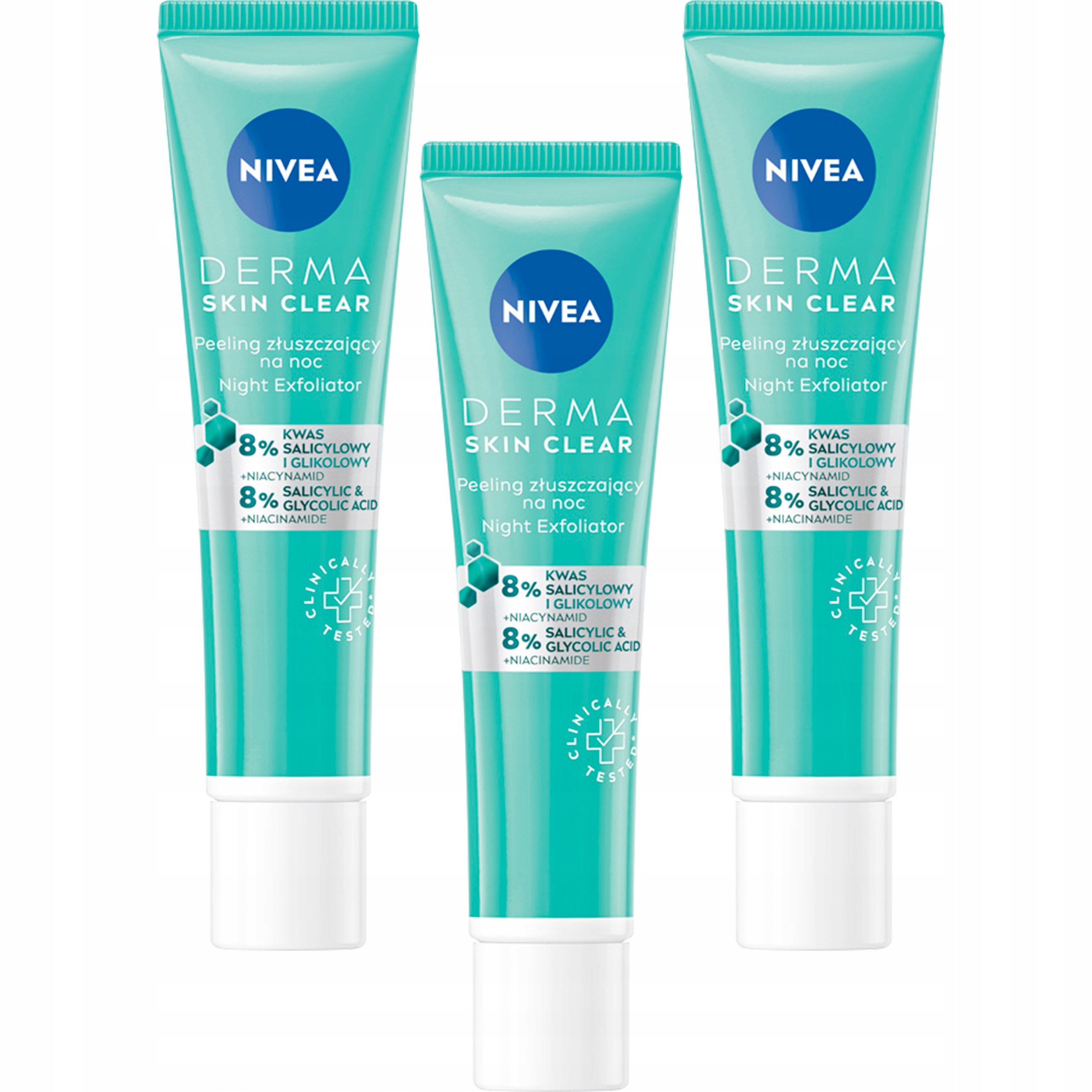 NIVEA DERMA SKIN CLEAR Peeling złuszczający 40ml*3