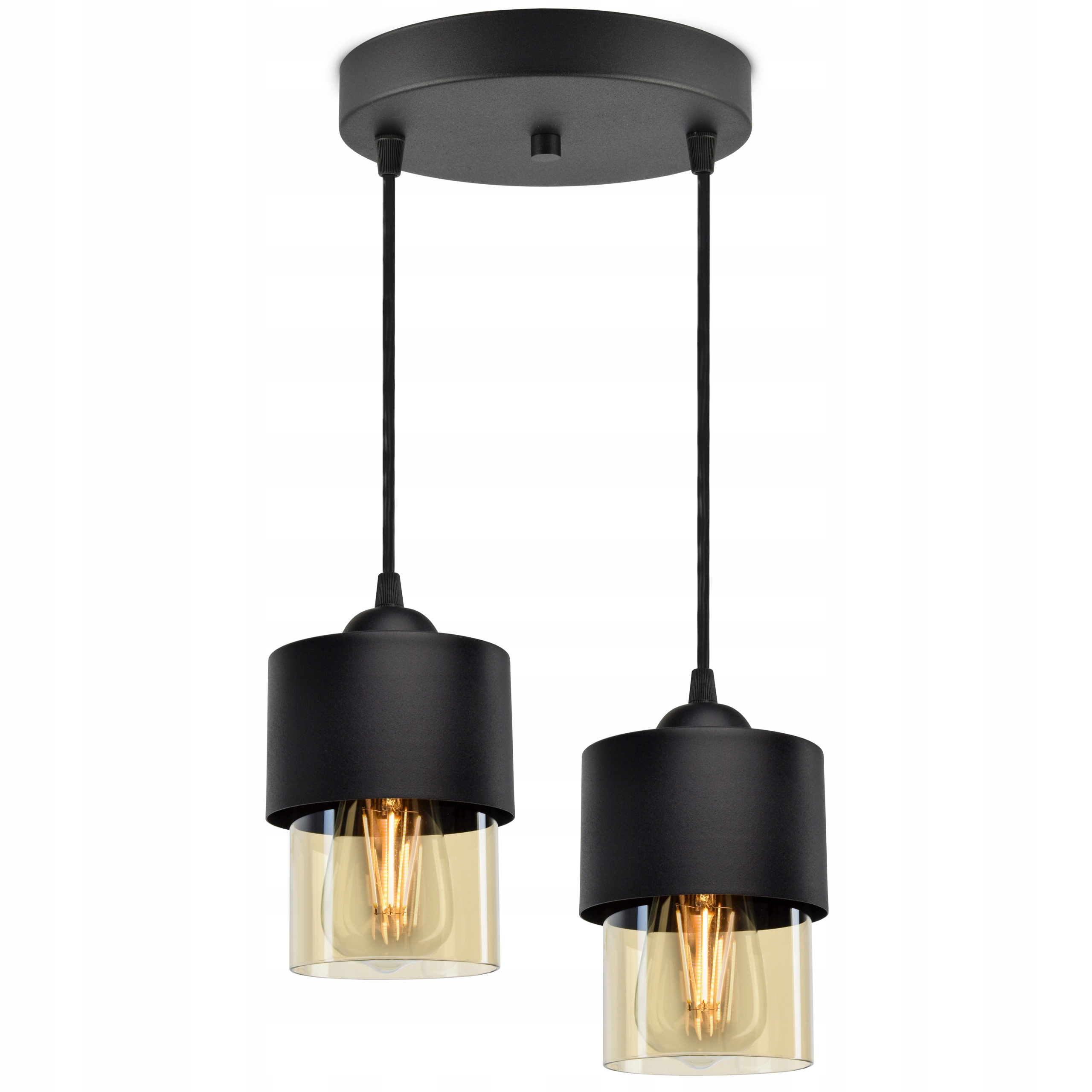 

Lampa Wisząca Żyrandol Klosze Metal Szkło Miód Led