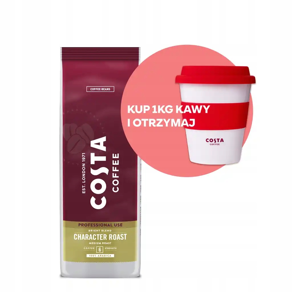 Kawa ziarnista Costa Pro Bright Blend 1kg Kubek Costa