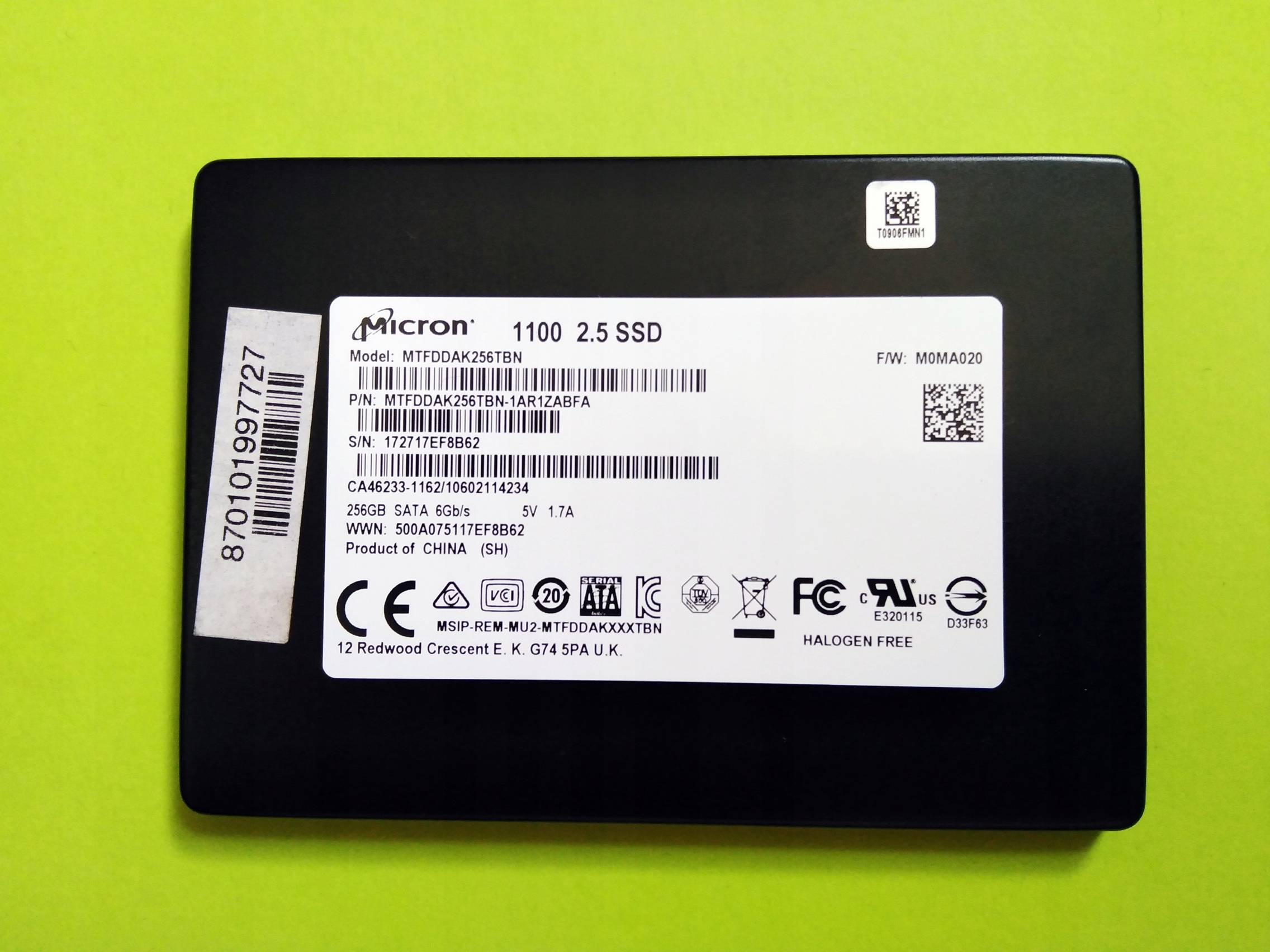 ③-W862-Micron SATA 256GB SSD 2.5 4点 ③-W862-Micron SATA 256GB SSD 2.5 4点