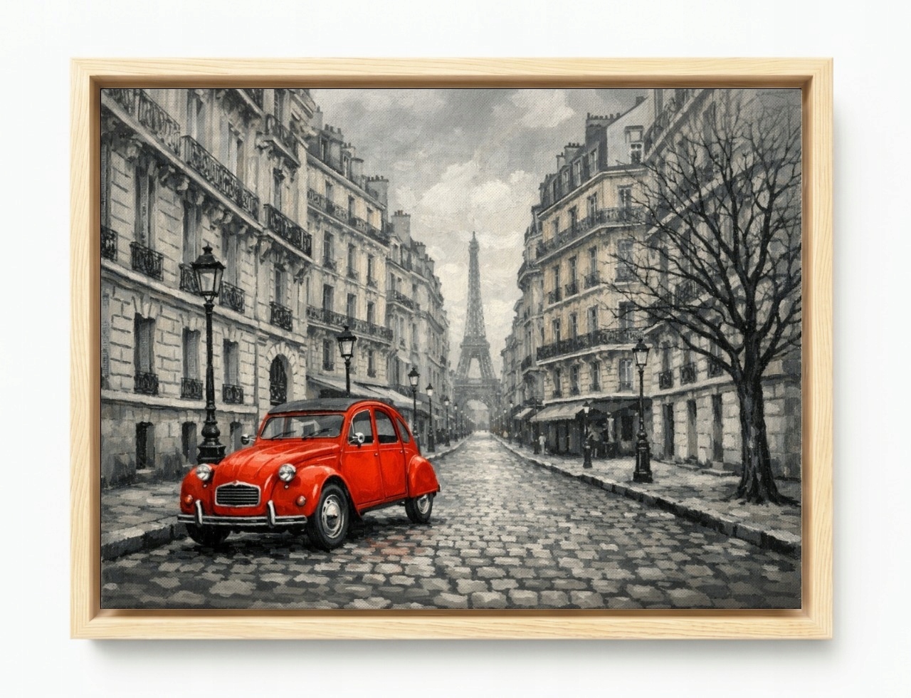 Obraz Rám American Box Francie Paříž Ulička Eiffelova Věž Auto 80x60
