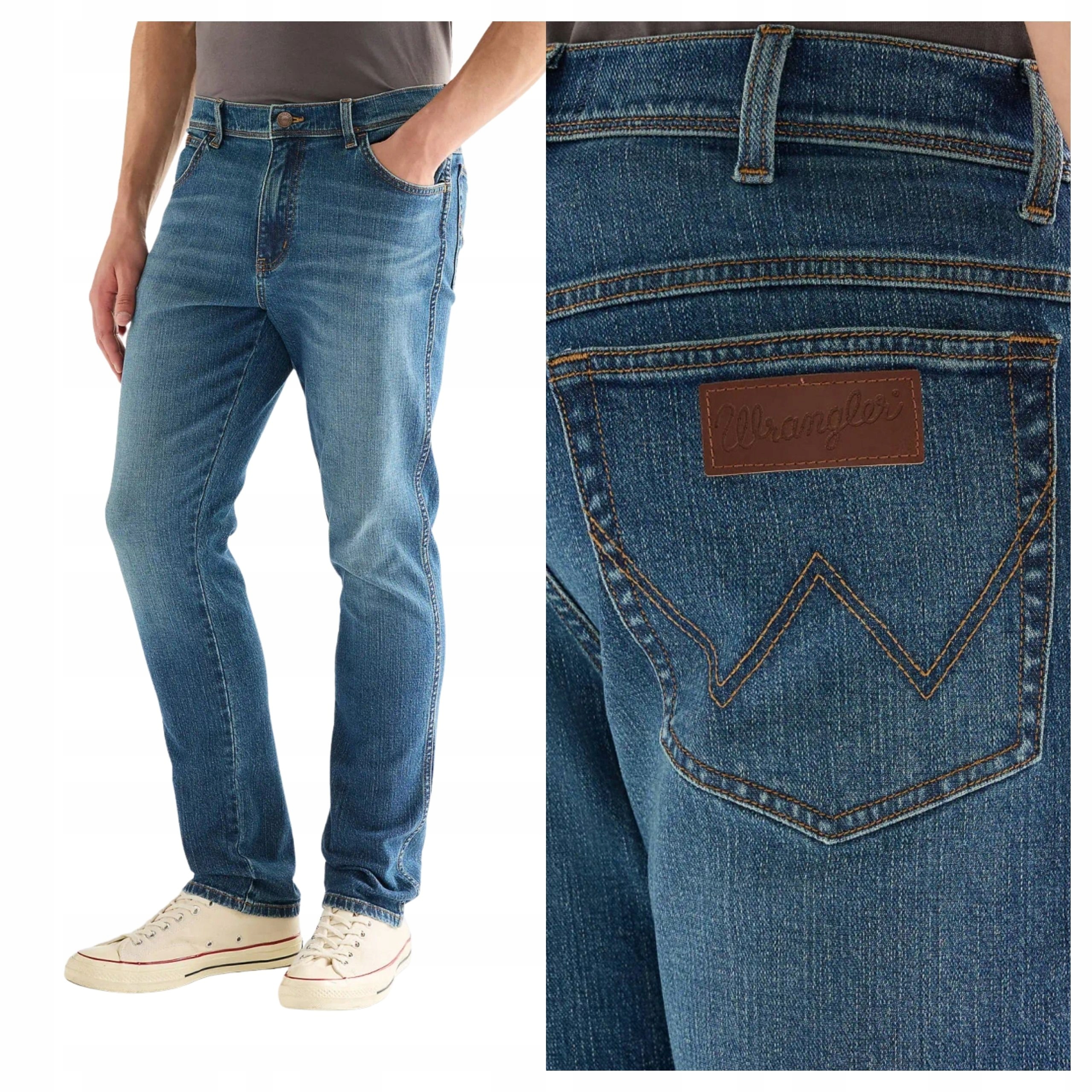 Pánské kalhoty Wrangler Texas Slim Bavlněné Modré Džíny W36 L30