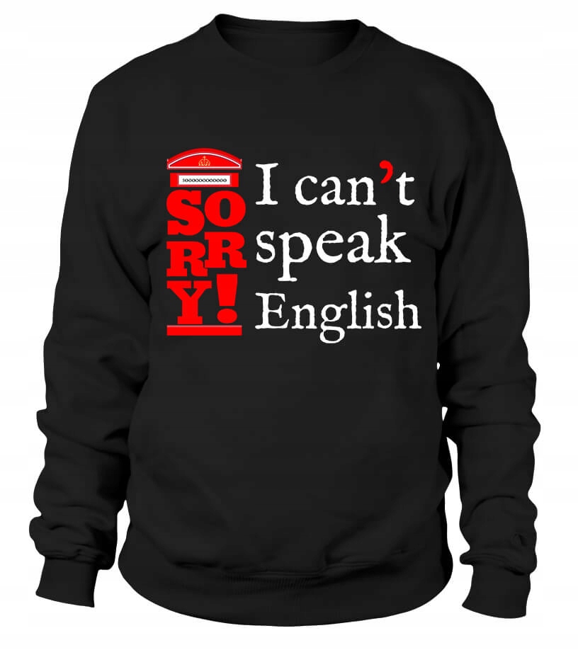Dámská Mikina I can't speak English, velikost 2XL, černá