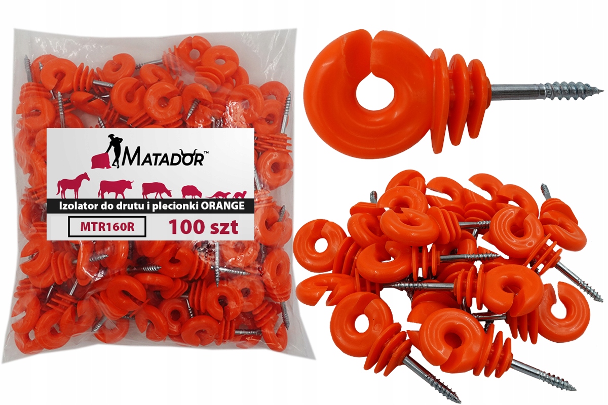 IZOLATORY DO PASTUCHA WKRĘCANE DO DREWNA do LINKI DRUTU PLECIONKI 100 SZT Rodzaj wkręcany