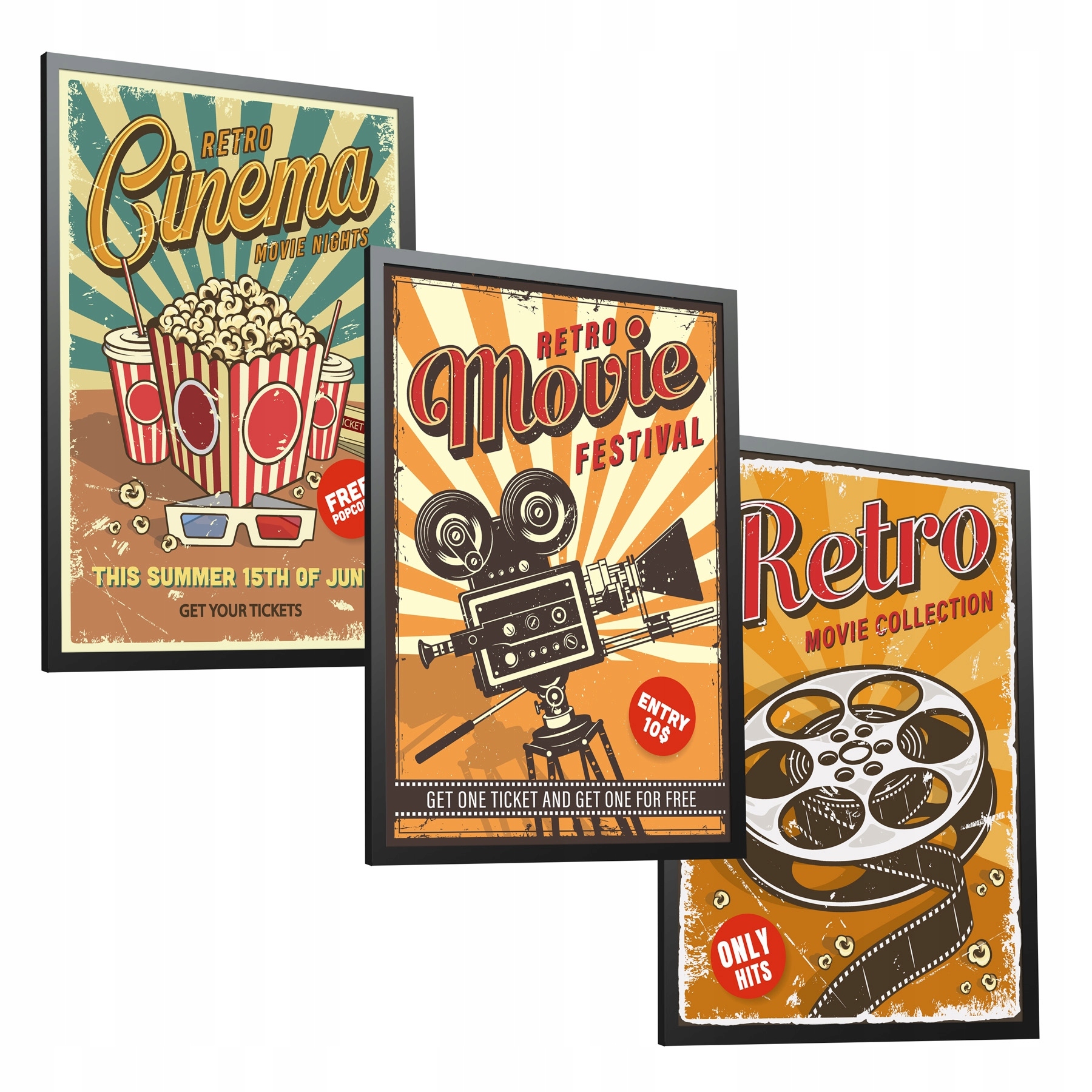 Retro Sada 3 plakátů 70x100 do obývacího pokoje