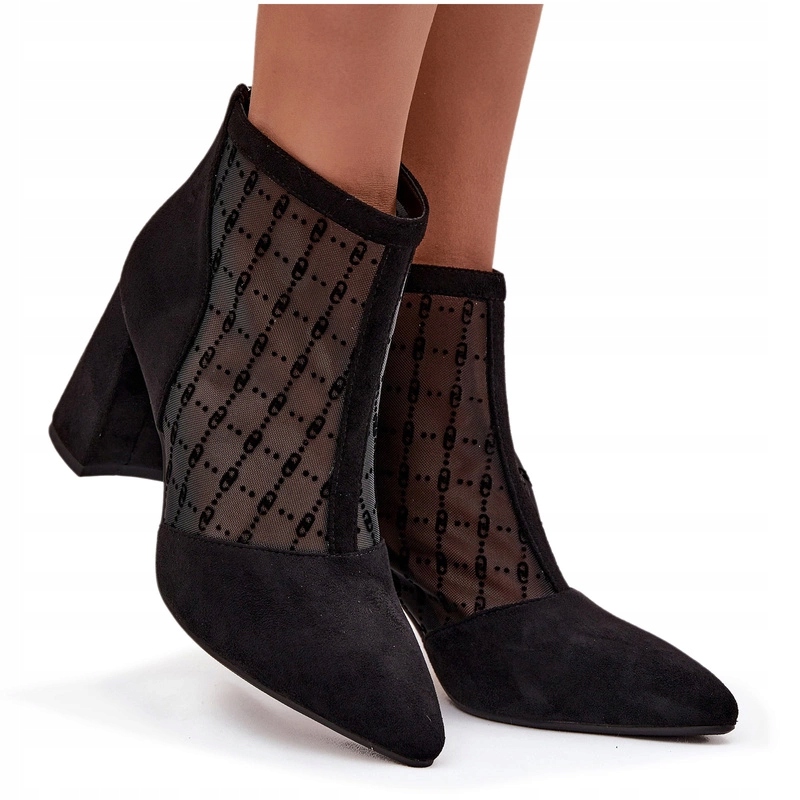 Kotníkové Boty Eko Semiš Síťovina Sloupek Zámek D&a LZ52-944 Černé 36