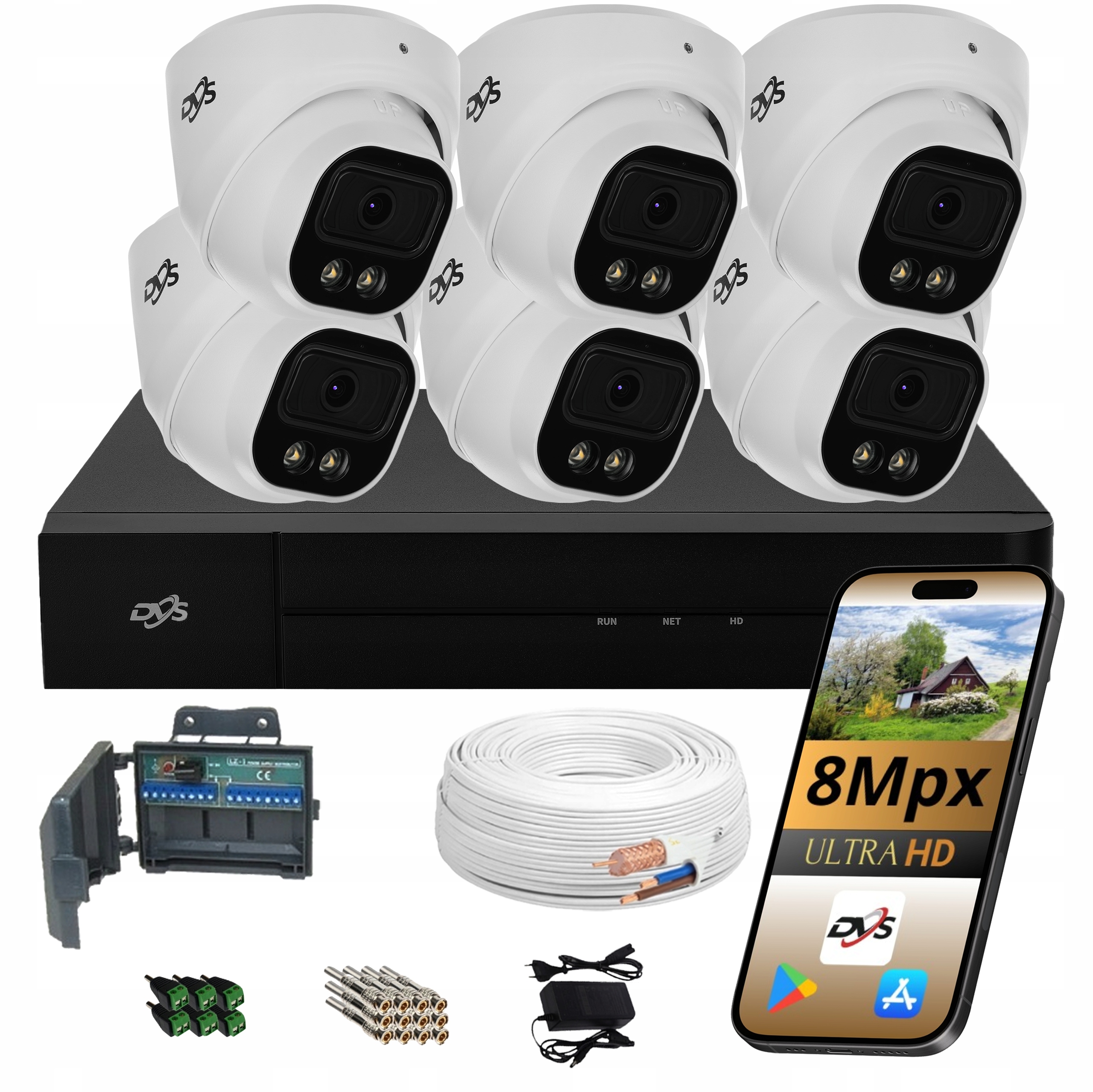 Monitorování Domu Sada Kamer 6x Venkovní Kamera Dual Light 8Mpx