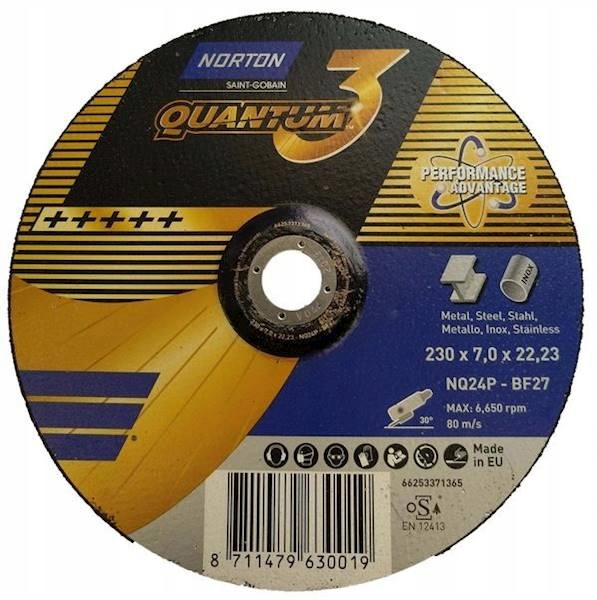 

Tarcza do szlifowania 230x7,0 metal Inox Quantum 3