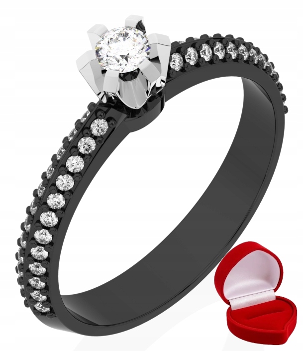 Zlatý Prstýnek 585 14k Brylant Lab 0,09 ct Černé Zlato R22