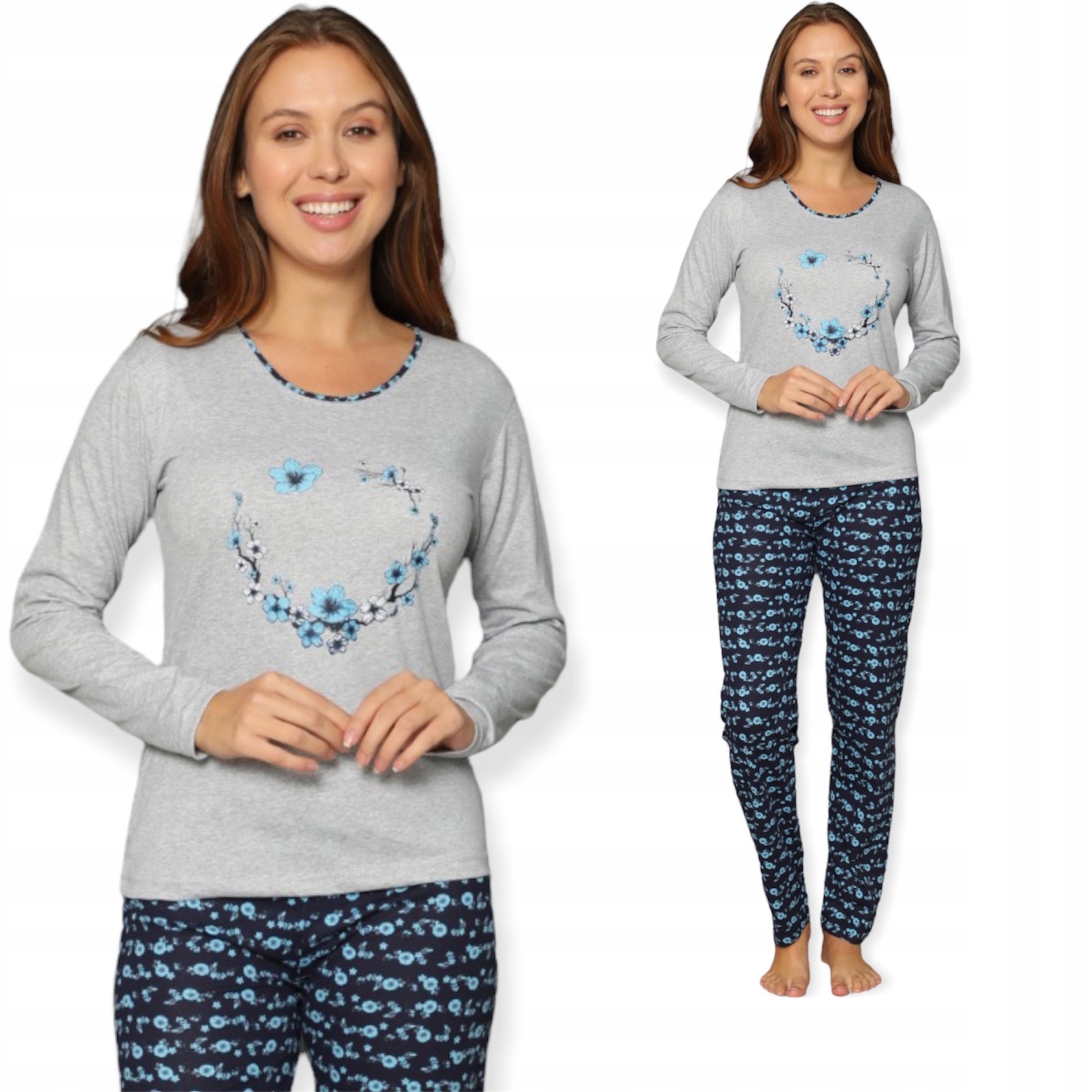 

Pizama Damska Długi Rękaw Długie Spodnie /bawełna\