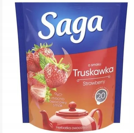 20 Sztuk Saga Truskawka 34G Herbata Ekspresowa