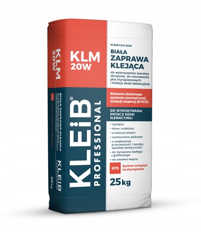 KLM-20W Biała Zaprawa Klejąca Do Imitacji Deski Elewacyjnej 25KG