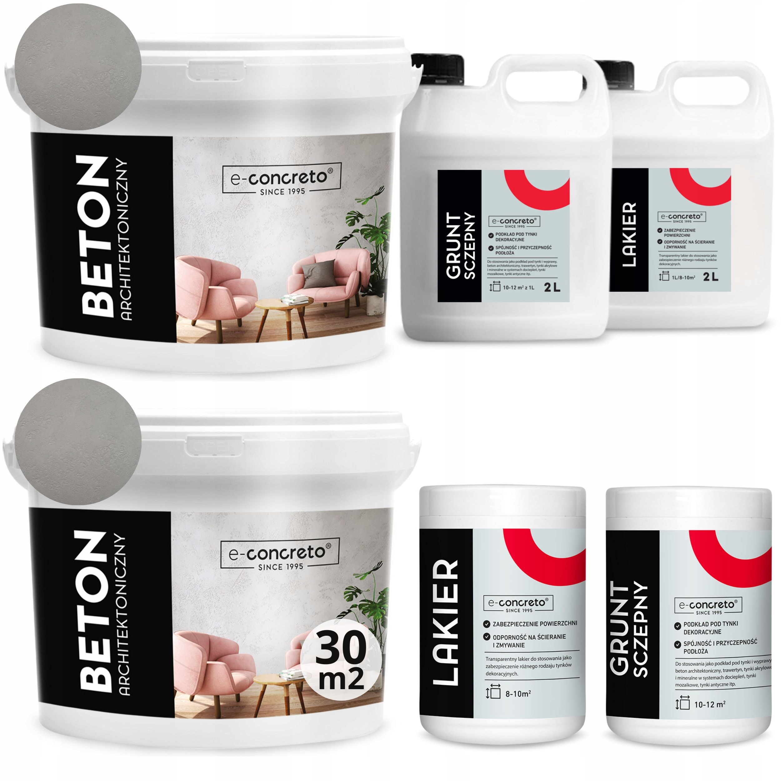 e-concreto Architektonický beton Omítka Set na 30 m2 (šedá)