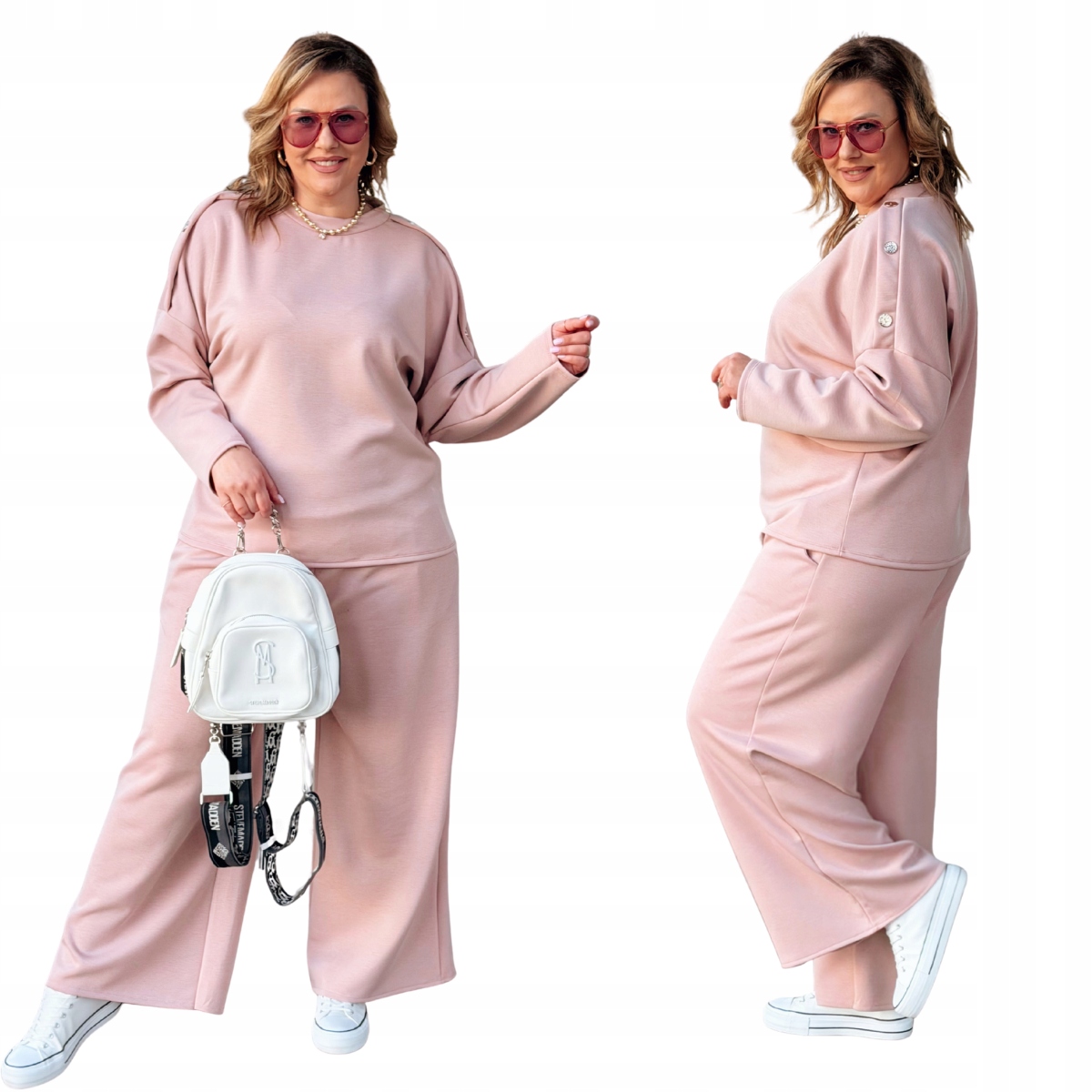 Teplákovka Dámský Plus Size Velký Velikost Cavaricci Máslo Široký Růžový