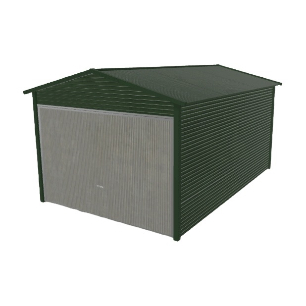 Plechová garáž 3x4.5 m jednopolohová, dvoupolohová, zelená