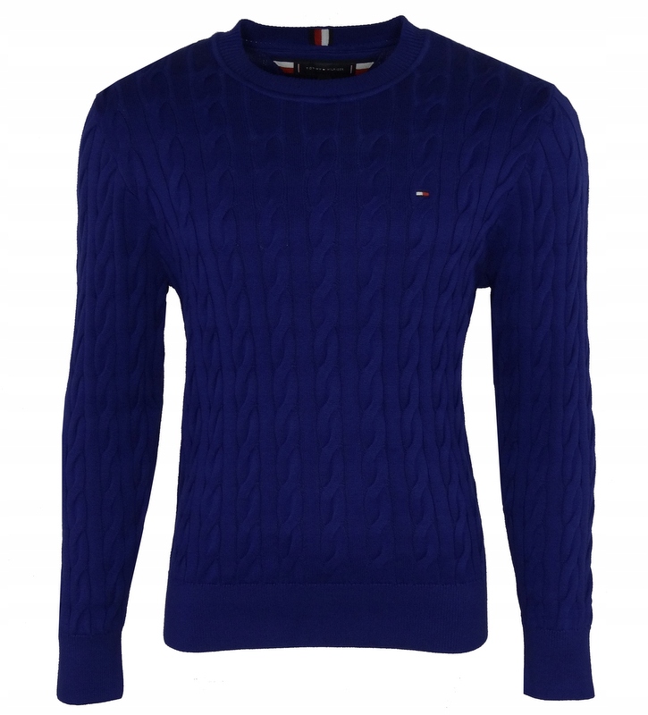 Tommy Hilfiger pánský svetr, bavlněný, copánkový vzor, chrpa, Xs