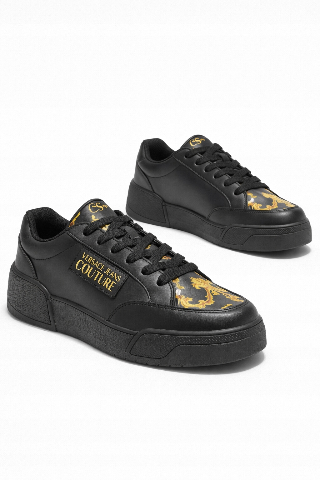 Versace Jeans Couture Černé Sportovní Kožené Boty S Aplikacemi 38 I4C