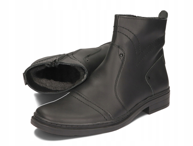 SZTYBLETY ZIMOWE KOZAKI SKÓRA 252 CZARNY 42 Rozmiar 42