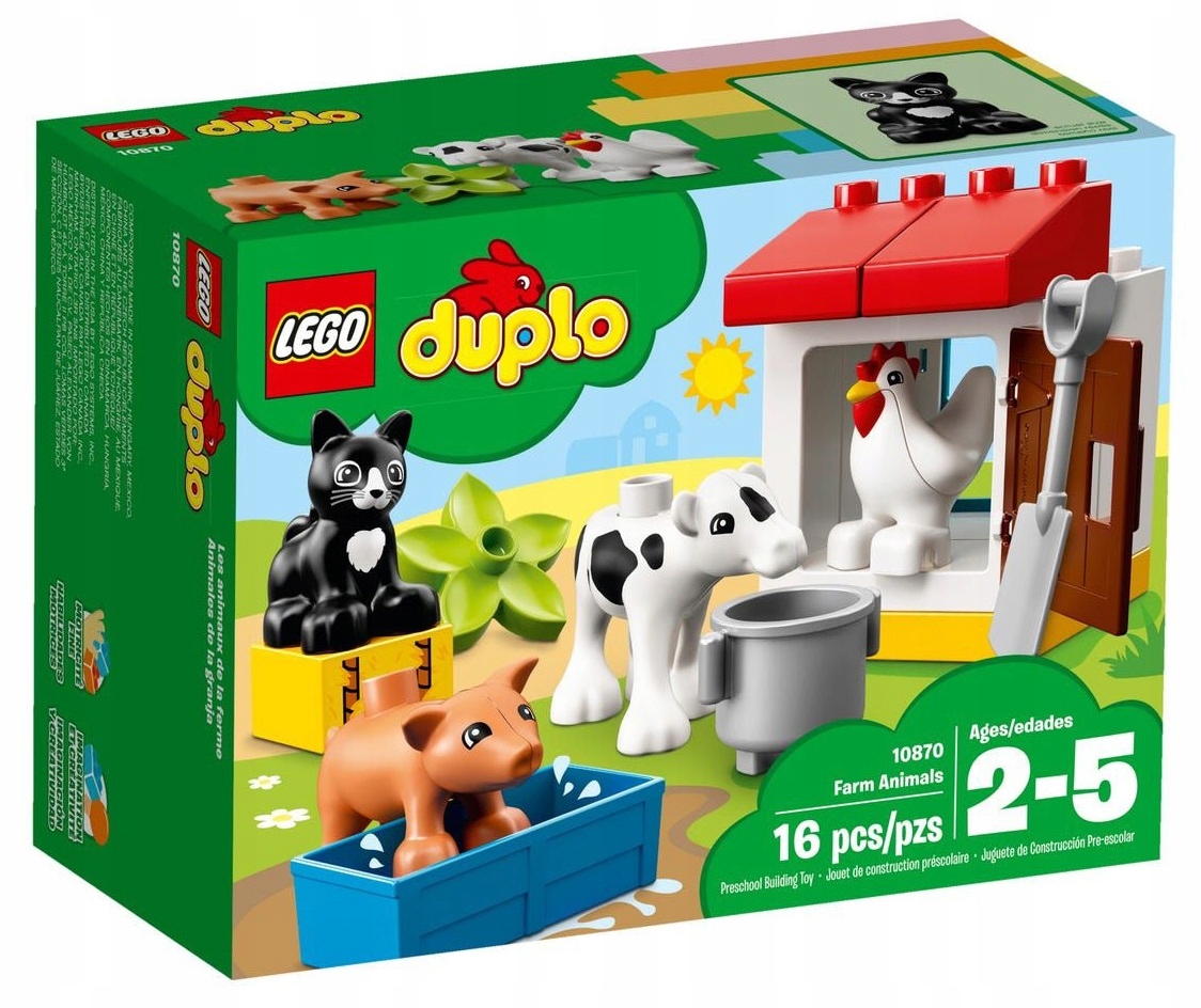 Lego Duplo 10870 Zwierzątka hodowlane krówka świnka kura kot farma