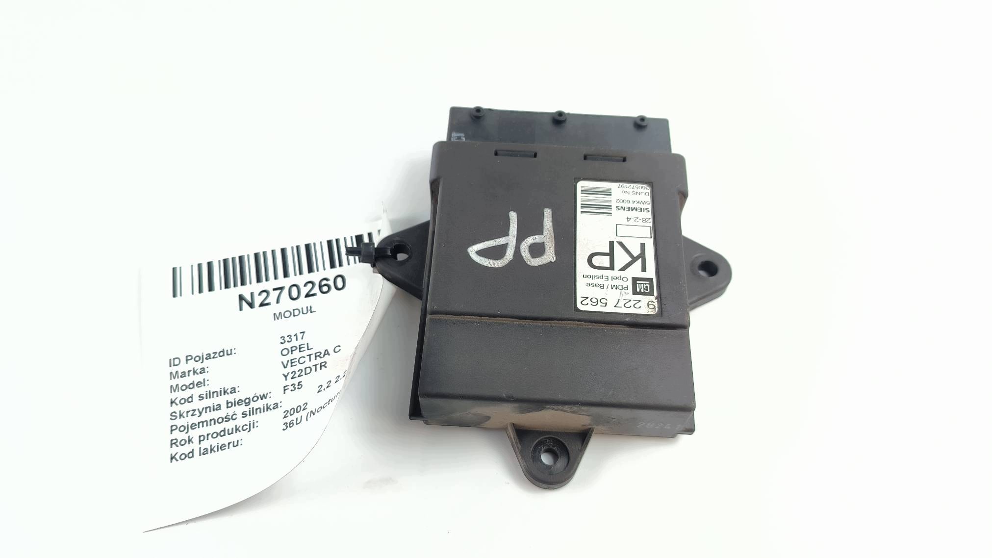 module 9227562 portière droite avant OPEL VECTRA C