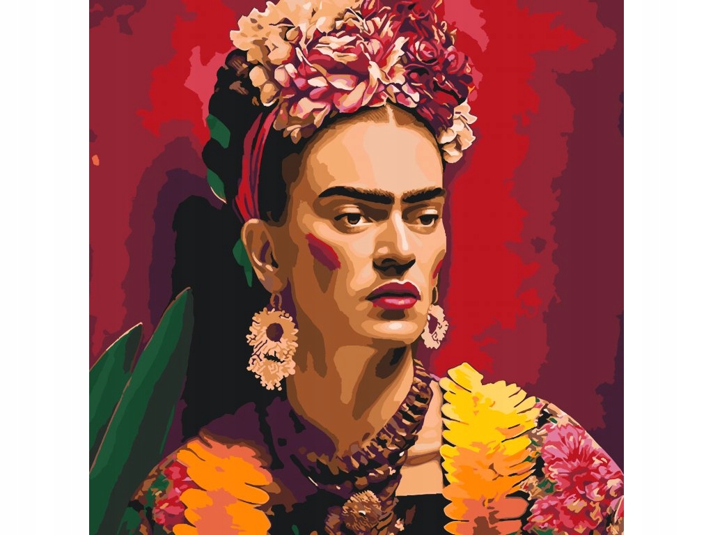 Diamantová výšivka Frida Kahlo Portrét Žena Diamanty Čtvercové XXL 50x50 cm