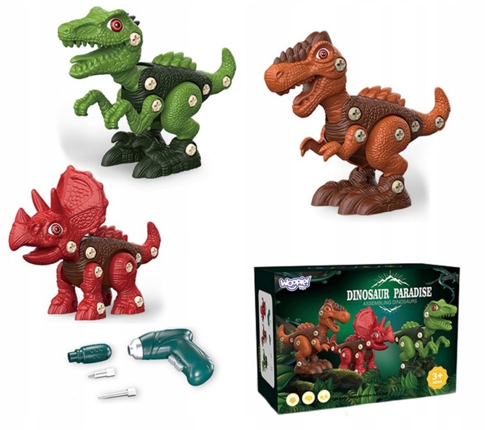 

Zestaw 89 el. Dinozaury do Skręcania 3 szt. Woopie