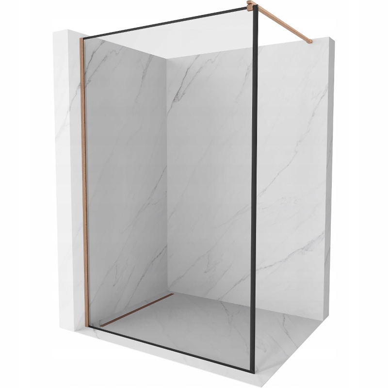 Mexen Kioto sprchová stěna Walk-in 70 x 200 cm, černý vzor 8 mm, kartáčovan