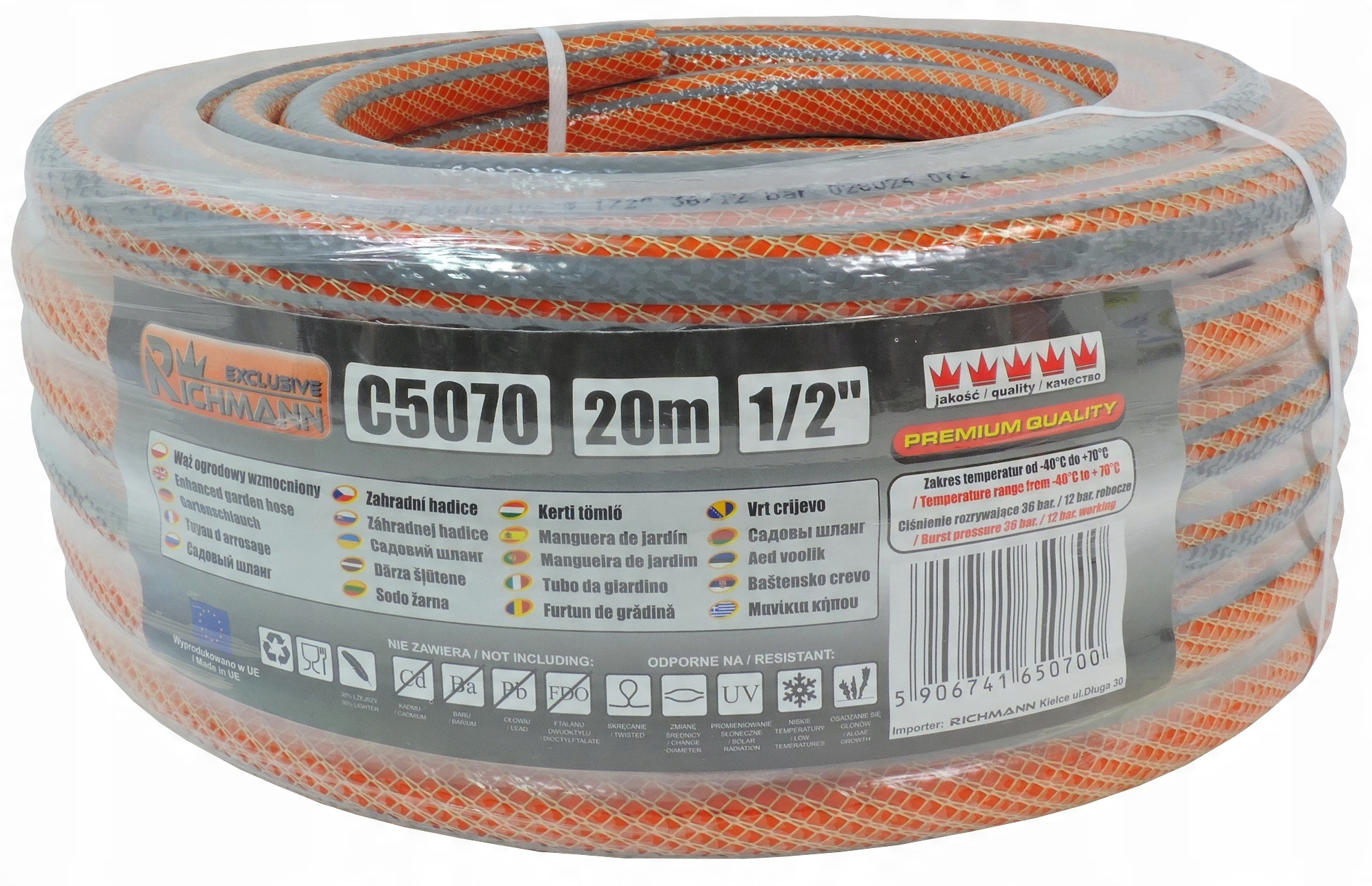 

Wąż Ogrodowy Wzmocniony Orange 1/2' 20M