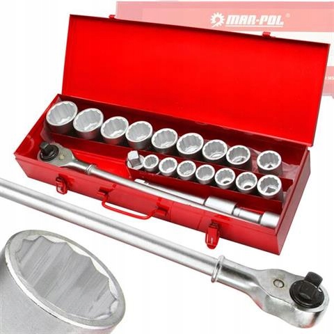 Nástrčné Kľúče 21ele 19-50 mm 3/4" kovový kufor