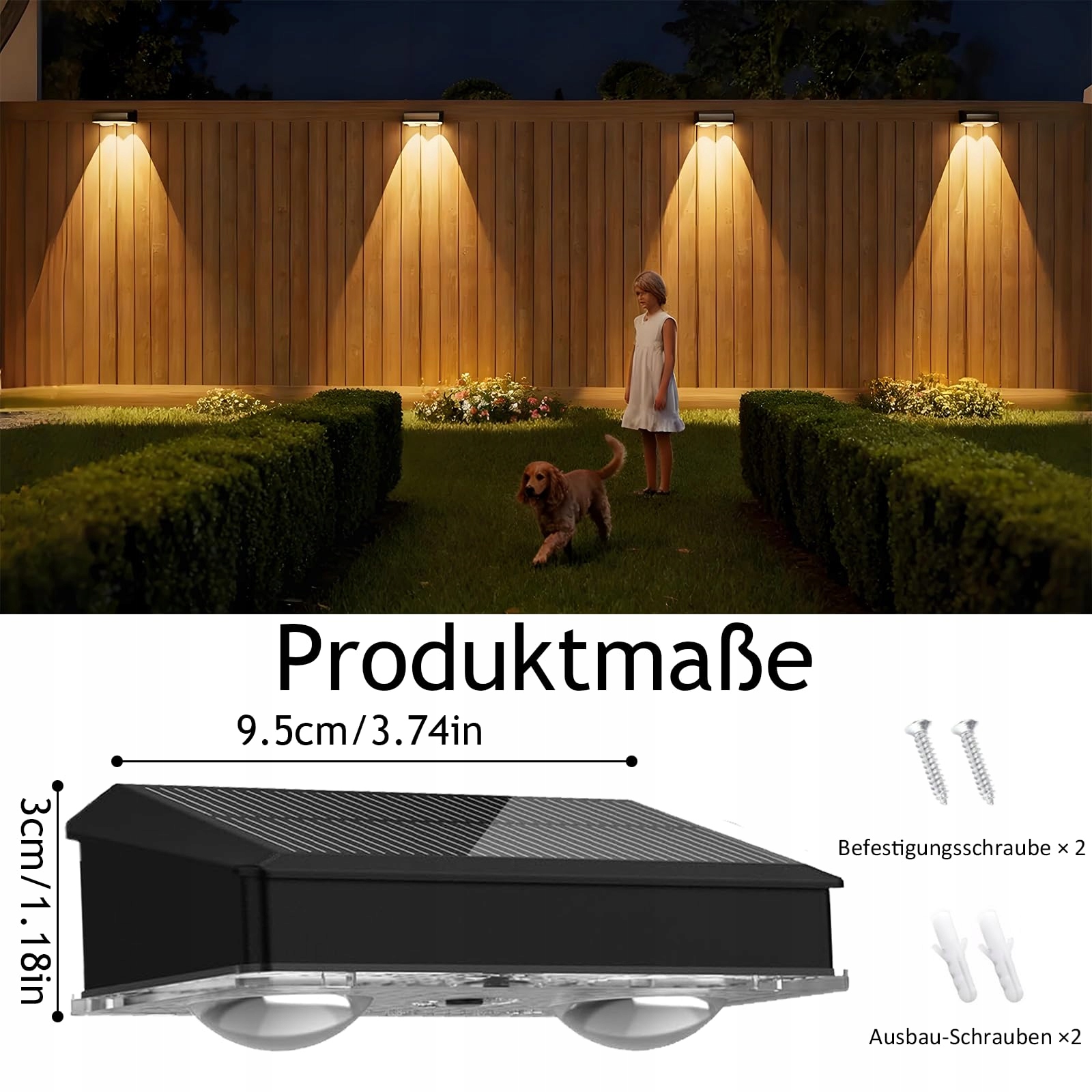 Lampy Solarne Zewnętrzne Ogrodowe Wodoodporne 3 Tryby 4 Sztuki IP65 HQYNSS — miniatura 8