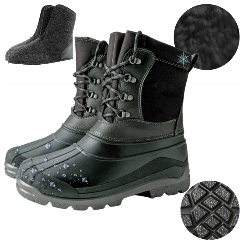 Pánské boty Sněhule Zateplené Zimní holínky gumáky Voděodolné Polské