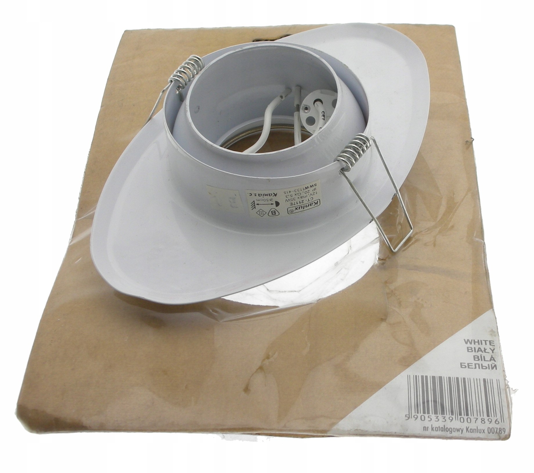 Kanlux oprawa halogenowa ruchoma wpuszczana MR16 35W G5,3 biała EAN (GTIN) 5905339007896