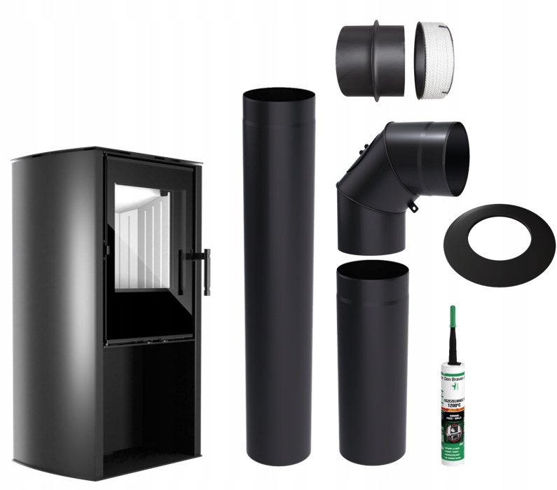 Kamna Volně Stojící ocelová Koza Cane S 6,5 kW Sada trubek pro připojení