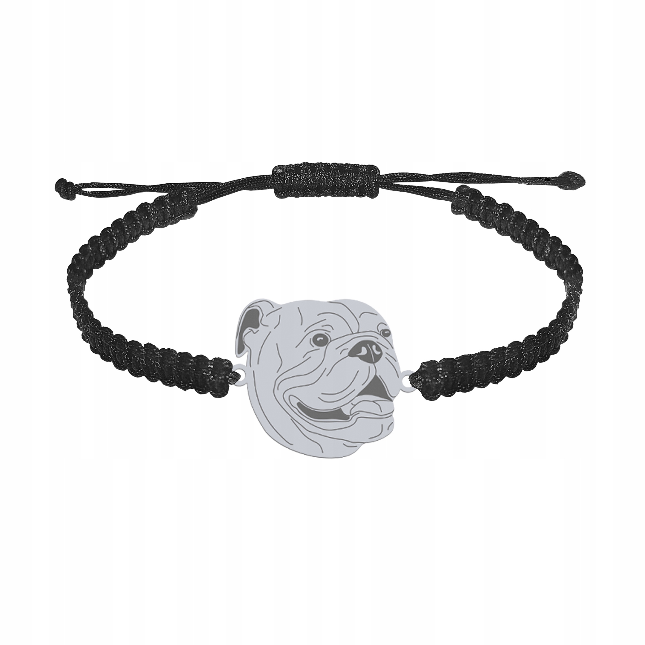 Stříbrný náramek s anglickým buldočkem se psem 925 Šperky Makramé Gravírování