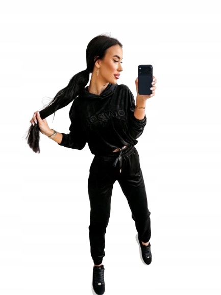 Welurowy komplet damski Olavoga Belore 2026 czarny S