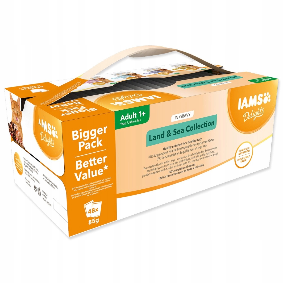 Levně Kapsička Iams Delights Adult mořské a suchozemské maso v omáčce multipack 4