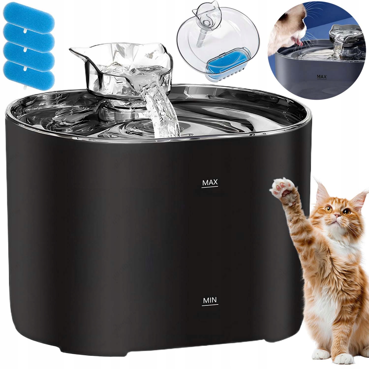 Levně Velké Automatické Krmítko Fontána Pro Kočky Psa S Inteligentním Vypnutím