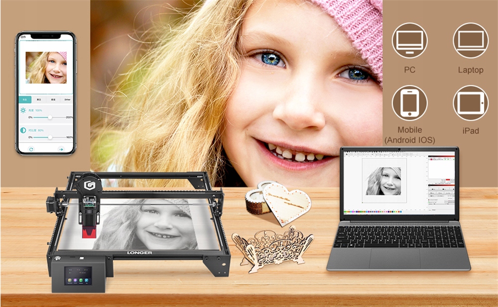 Grawer / wycinarka laserowy LONGER RAY5 60W +ze wspornikiem Rolka 400x400mm Rodzaj inny