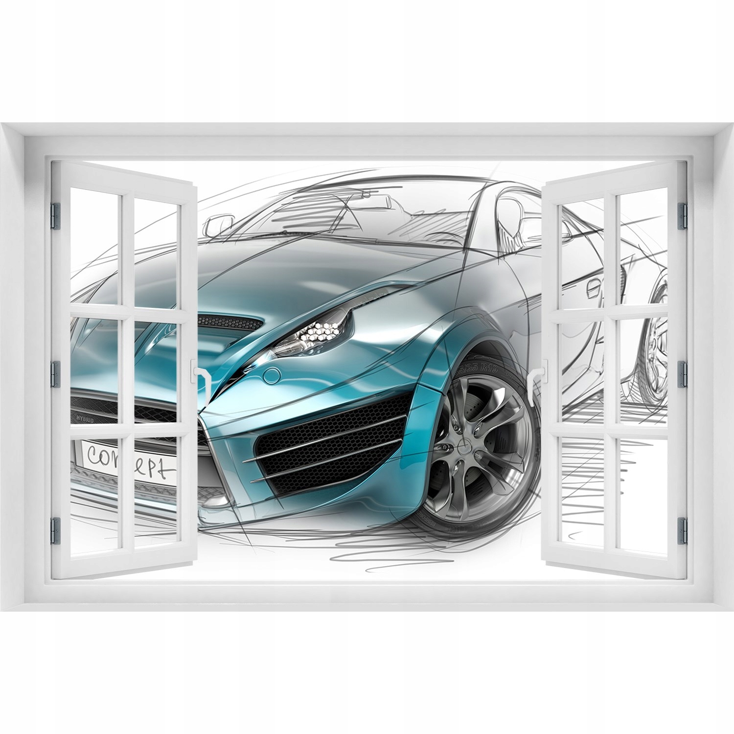 

Foto zdjęcie Naklejka na ścianę Szkic samochodu