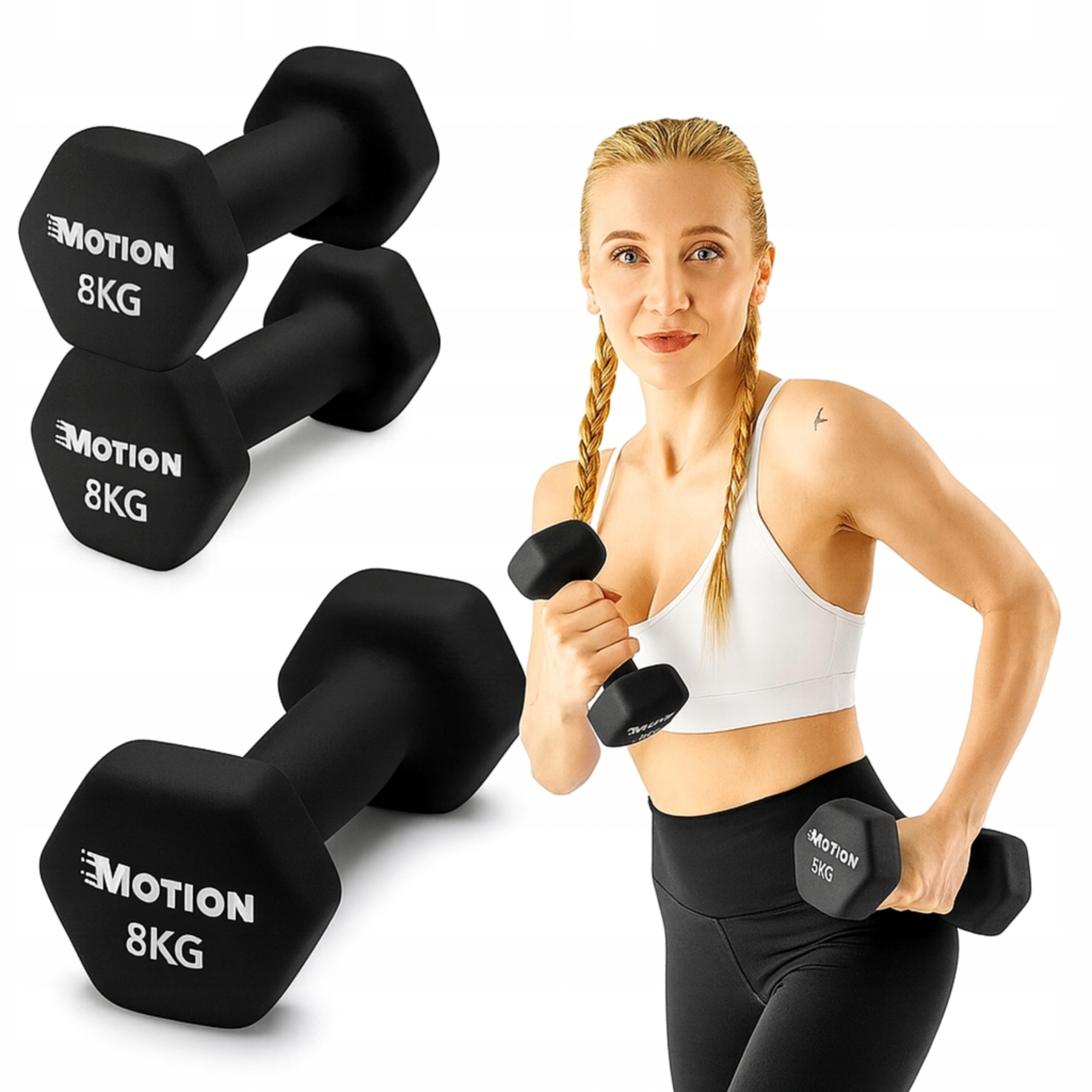 Zestaw 2x8kg hantle hantelki ciężarki do ćwiczeń neoprenowe Wytrzymałe Pro