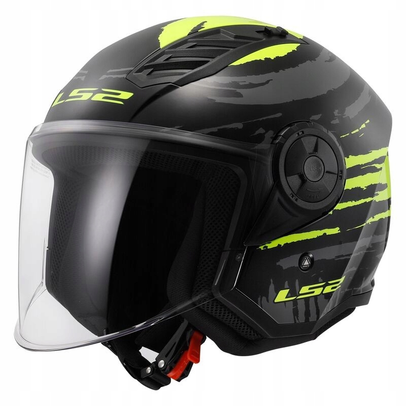 LS2 OF616 Airflow II Brush Black H-v Yellow otvorená prilba na skúter S