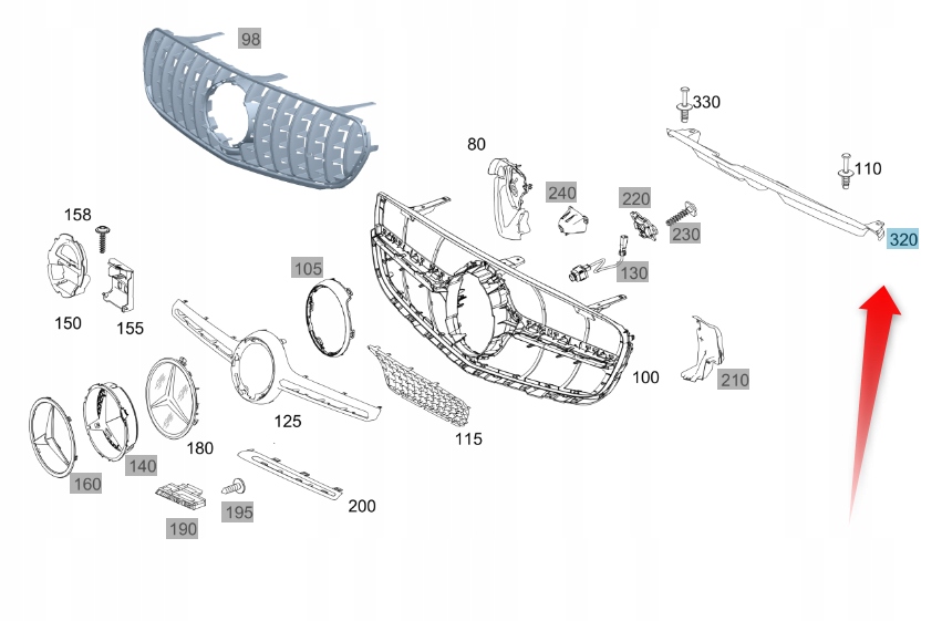 Maska Předního Pásu Mercedes Glc X253