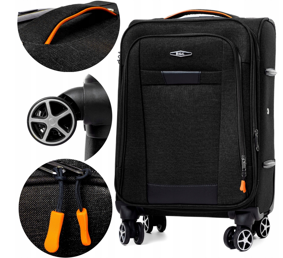Walizka Mała Kabinowa Materiałowa Cordura Miękka Bagaż 28L Czarny