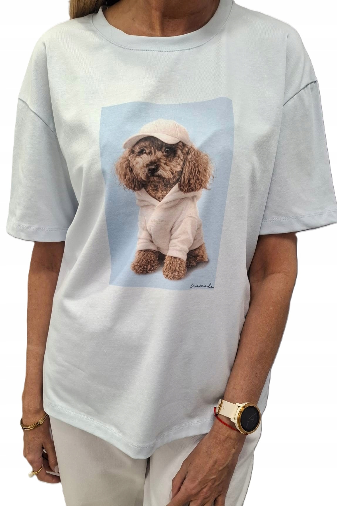 Lemonada Tričko Mikina s potiskem Pudl Modrá Růžová Uni New