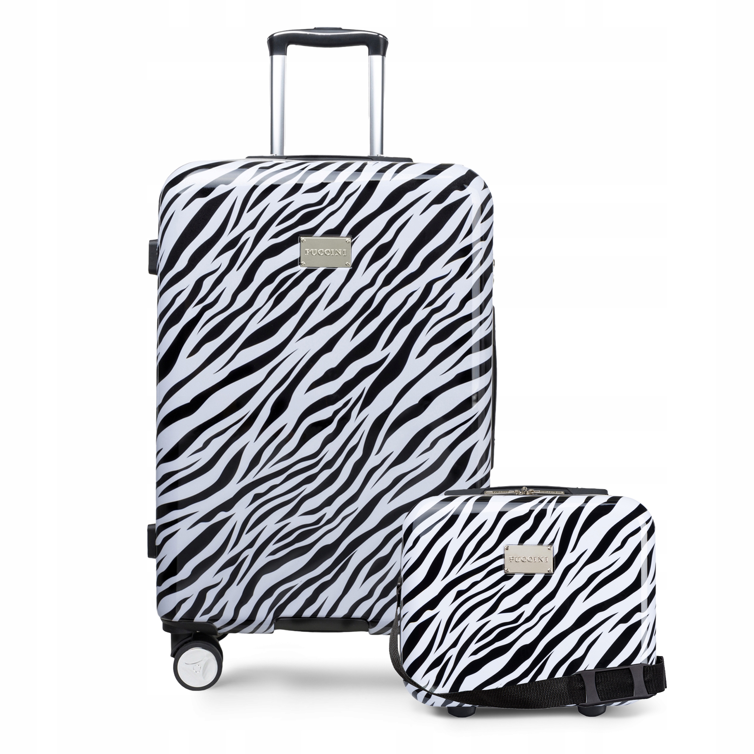 Puccini Sada cestovních kufrů 2v1 Střední Kufřík Abs Zebra
