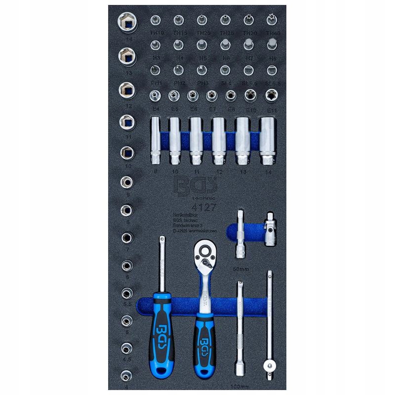 Vložka do zásuvky 1/3, sada nástrčných klíčů 6,3 mm (1/4") 50 ks Bgs