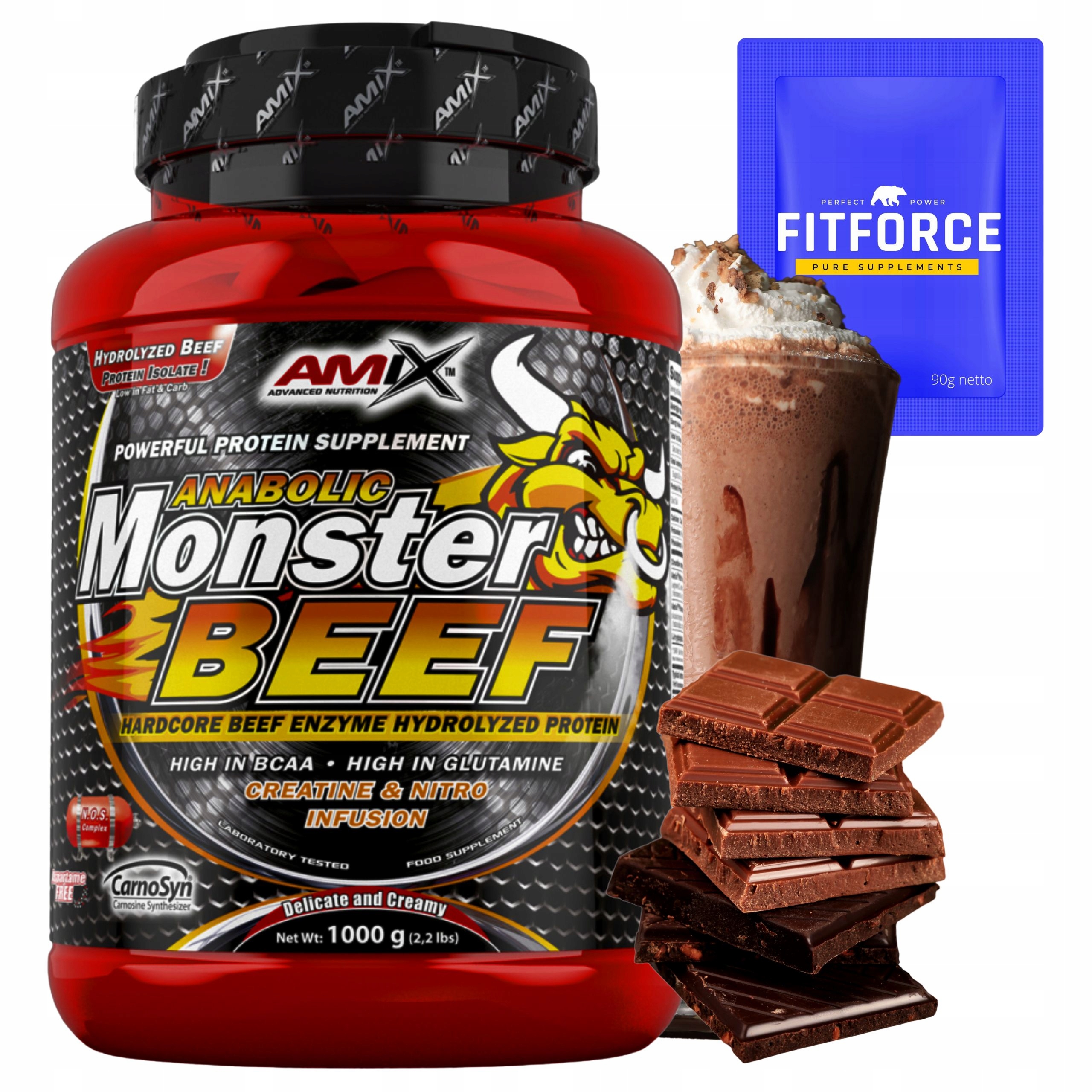 Protein Čokoládový hydrolyzát hovězího proteinu Amix Monster Beef