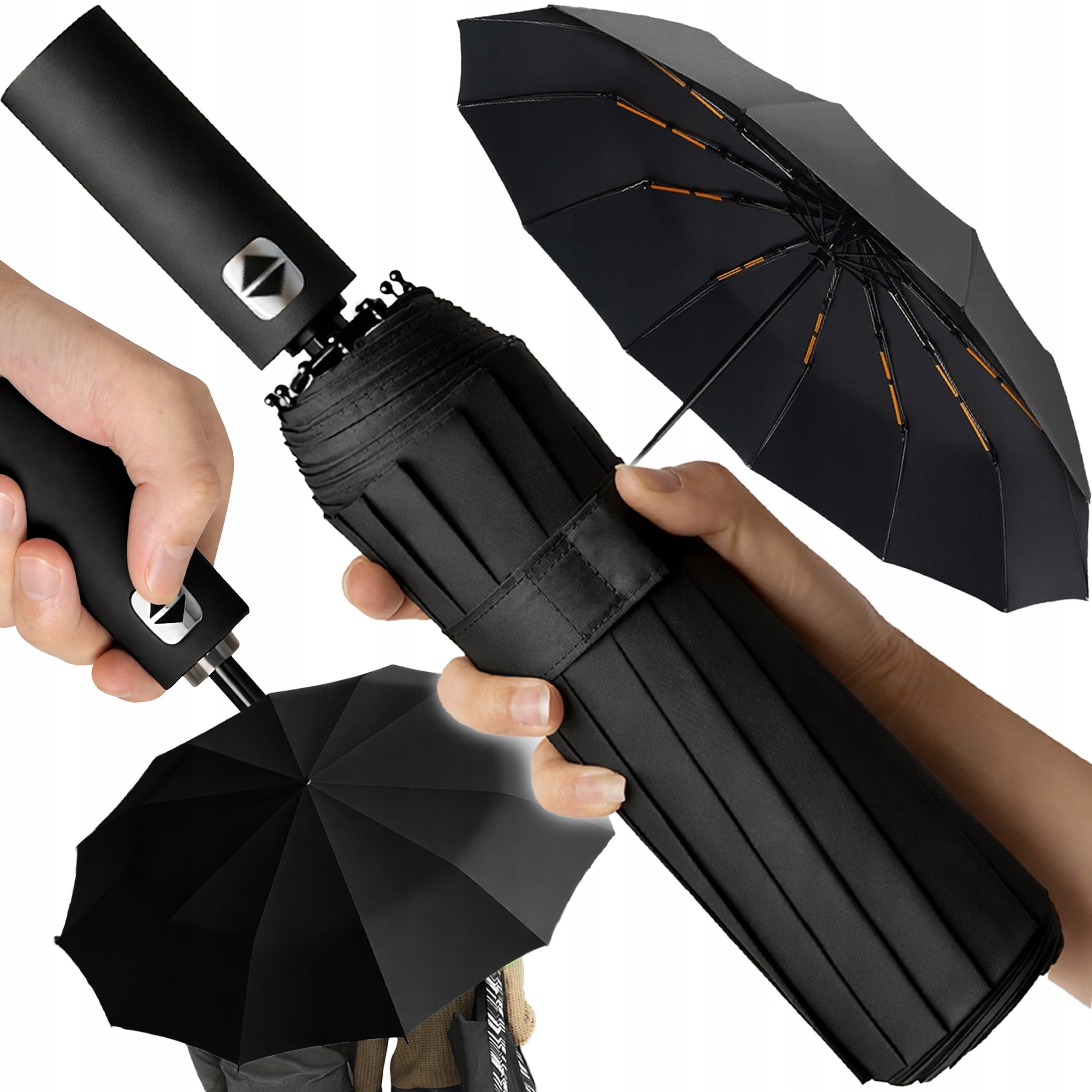 PARASOL WIATROSZCZELNY SKŁADANY PARASOLKA MĘSKA DAMSKA 12 RAMION +POKROWIEC