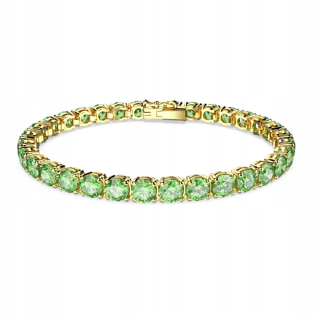 Náramek Swarovski Matrix Tennis Krystaly zelené Ocel pozlacený vel. S