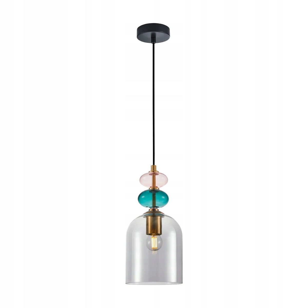 Moderná závesná lampa s viacfarebným dekoratívnym skleneným tienidlom 14 cm Italux